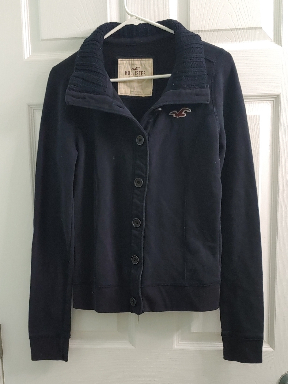 Vintage Y2K Hollister Cardigan Navy Button Women's Button Sweater Size L